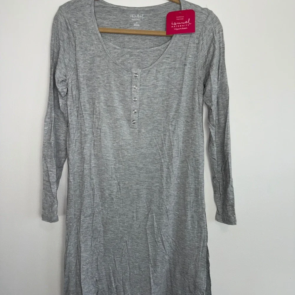 Isabel Maternity by Ingrid &‎ Isabel Gray Long Sleeve Nursing Dress Size XS